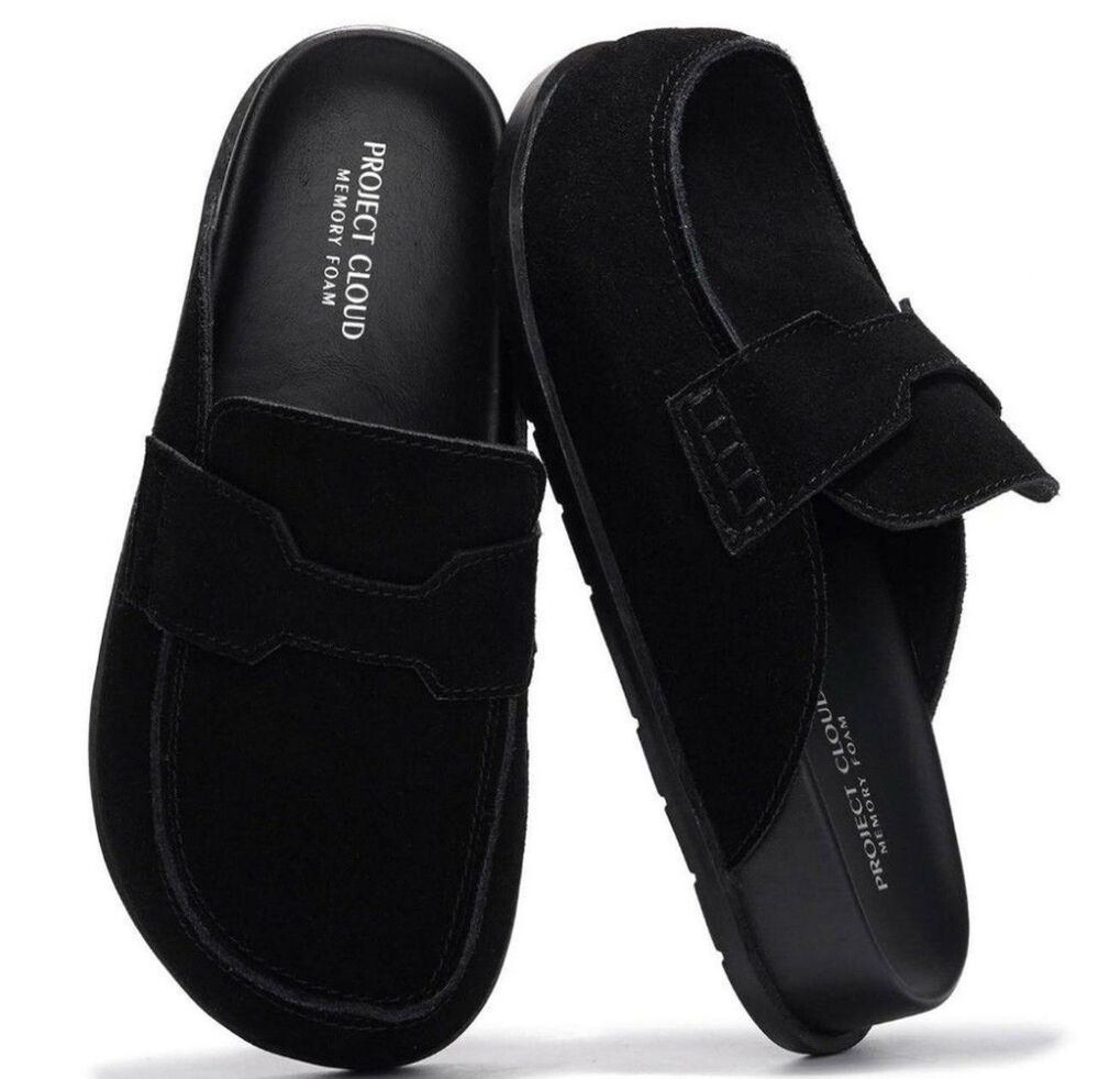 Project Cloud Black Suede Memory Foam Nonslip Clogs Women’s 10